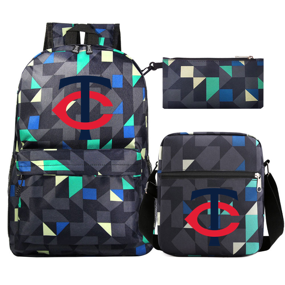 Minnesota Twins Baseball School Backpack Shoulder Bag Pencil Bags 3pcs Set