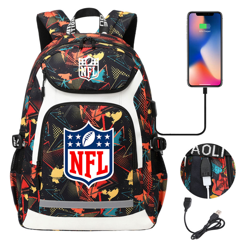 Football Team Rugby  Backpack School Notebook Travel Bags With USB