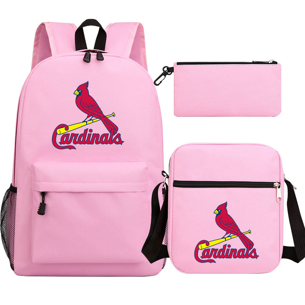 St Louis Cardinals Baseball School Backpack Shoulder Bag Pencil Bags 3pcs Set