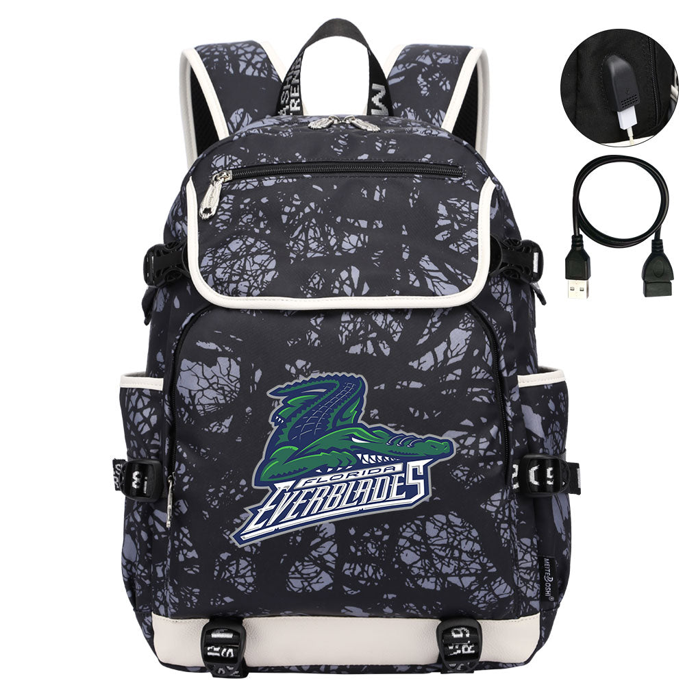 Florida Everblades Hockey League Backpack School Notebook Travel Bag