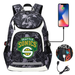 Seattle SuperSonics Backpack School Notebook Travel Bags With USB