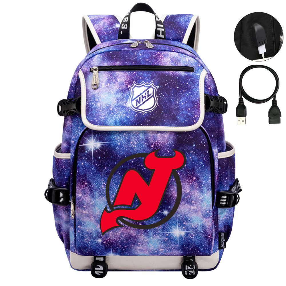 New Jersey Devils Hockey League Backpack School Notebook Travel Bag
