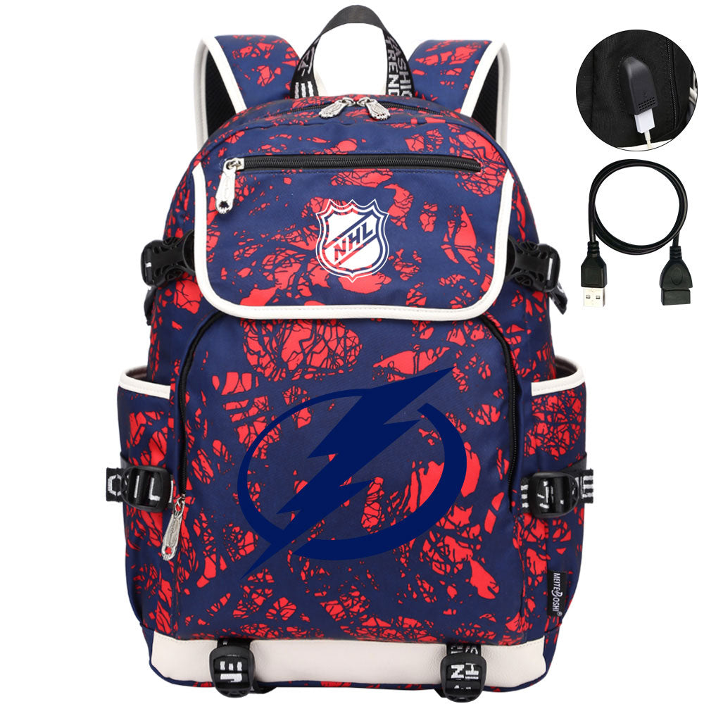 Tampa Bay Lightning Hockey League Backpack School Notebook Travel Bag