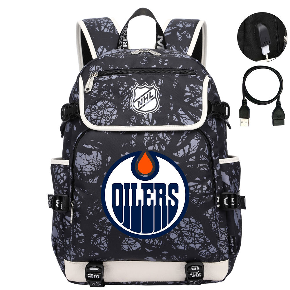 Edmonton Oilers Hockey League Backpack School Notebook Travel Bag