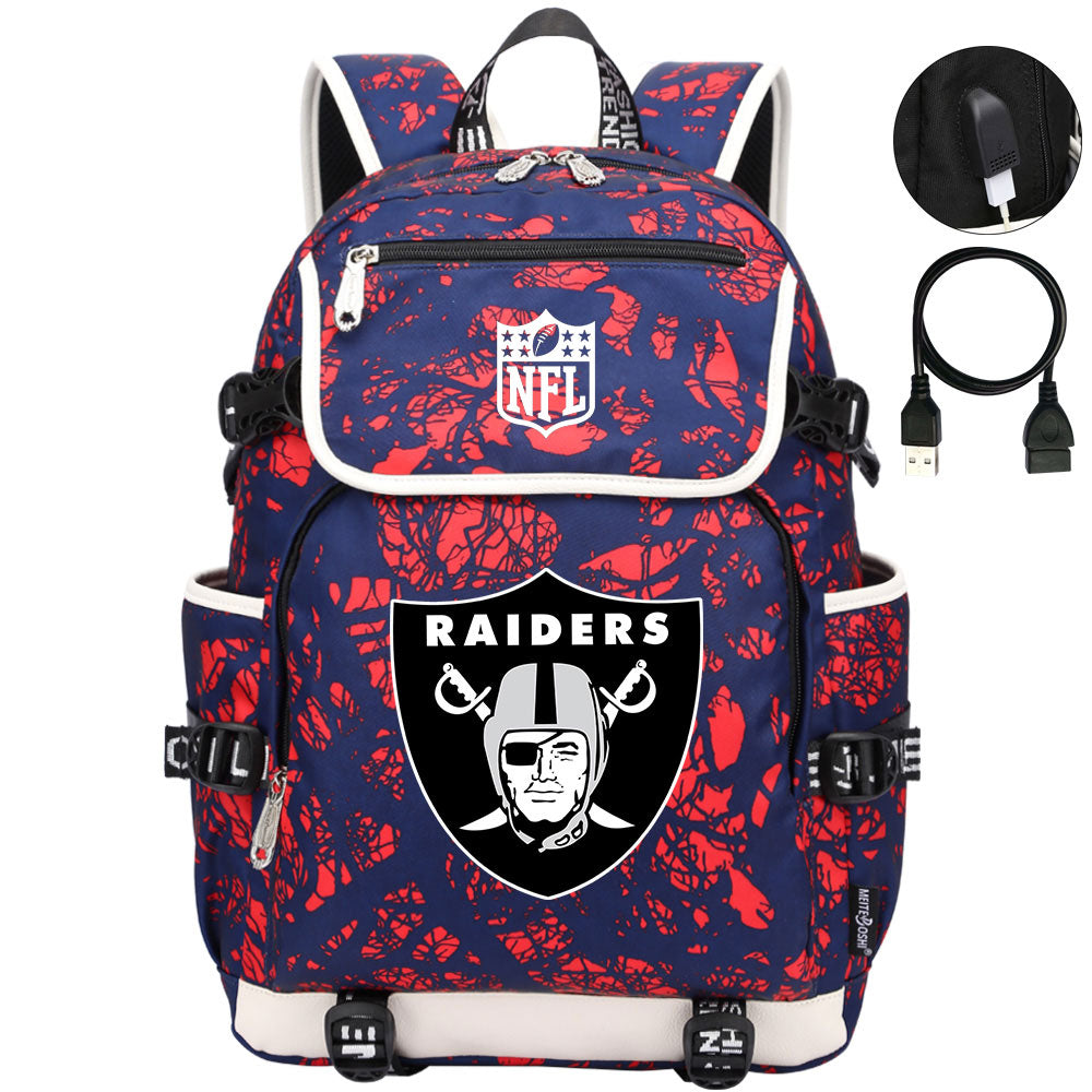 Oakland Raiders Football Rugby Backpack School Notebook Travel Bags