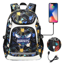 Charlotte Hornets Backpack School Notebook Travel Bags With USB
