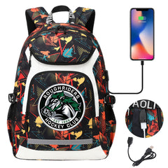 Roughriders Hockey  Backpack School Notebook Travel Bags With USB