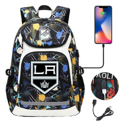 Los Angeles Kings Hockey League Backpack School Notebook Travel Bags With USB