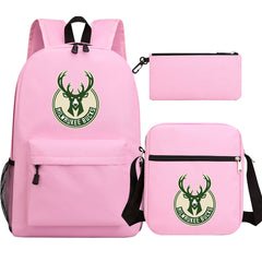 Milwaukee Bucks Basketball School Backpack Shoulder Bag Pencil Bags 3pcs Set