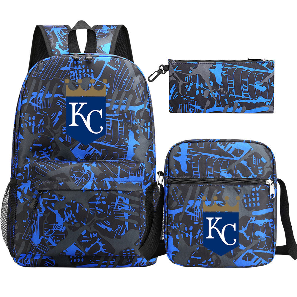 Kansas City Royals Baseball School Backpack Shoulder Bag Pencil Bags 3pcs Set