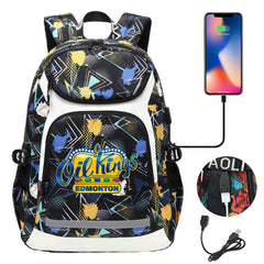 Edmonton Oil Kings Hockey Backpack School Notebook Travel Bags With USB