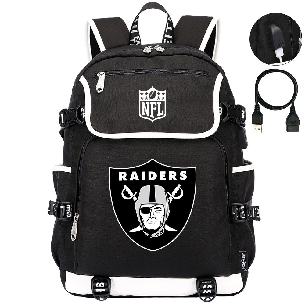 Oakland Raiders Football Rugby Backpack School Notebook Travel Bags