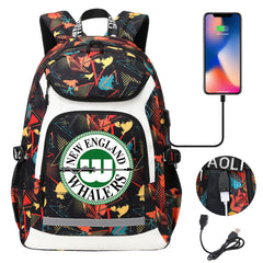 New England Whalers Backpack School Notebook Travel Bags With USB