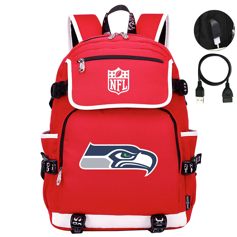 Seattle Seahawks Football Rugby Backpack School Notebook Travel Bags