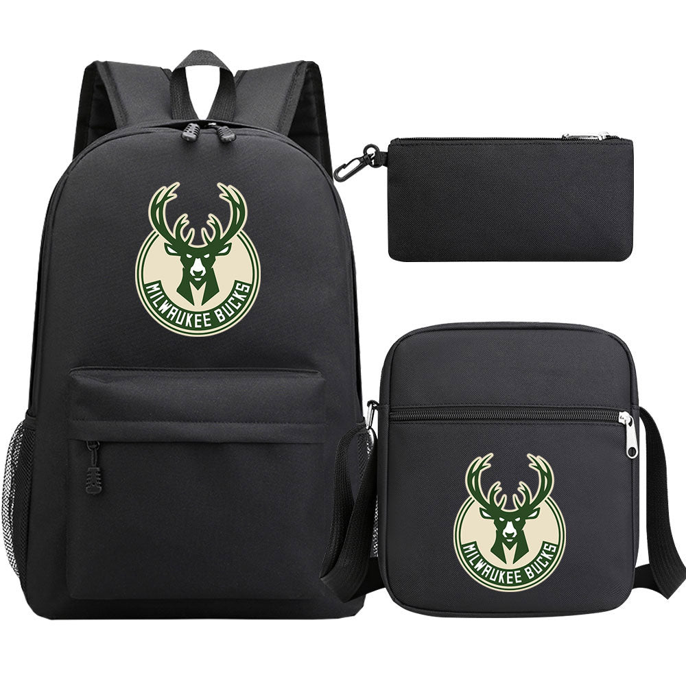 Milwaukee Bucks Basketball School Backpack Shoulder Bag Pencil Bags 3pcs Set