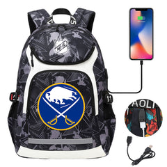 Buffalo Sabres Hockey League Backpack School Notebook Travel Bags With USB