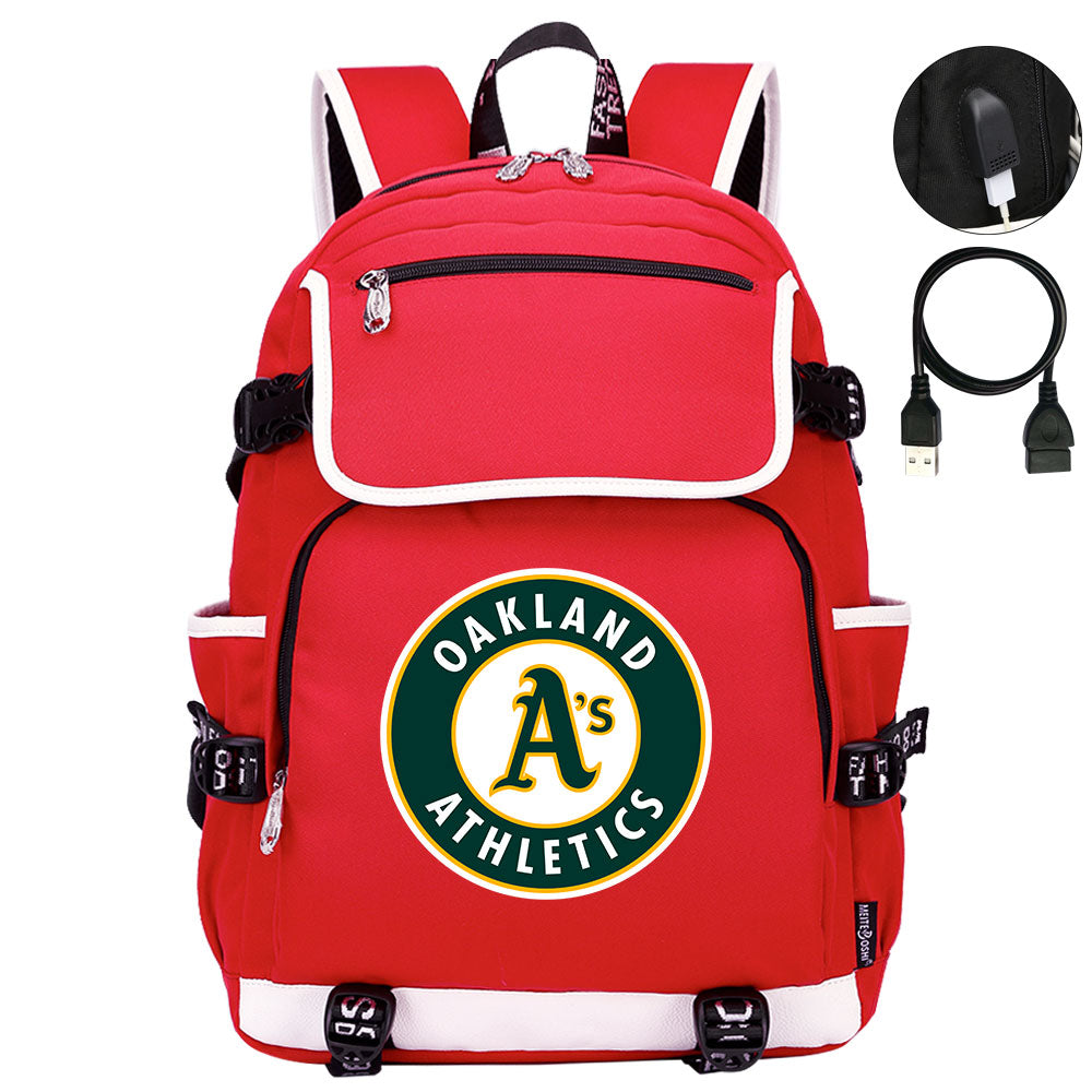 Oakland Athletics Backpack School Notebook Travel Bags