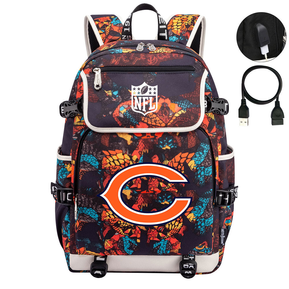 Chicago Bears Football Team Rugby Backpack School Notebook Travel Bag