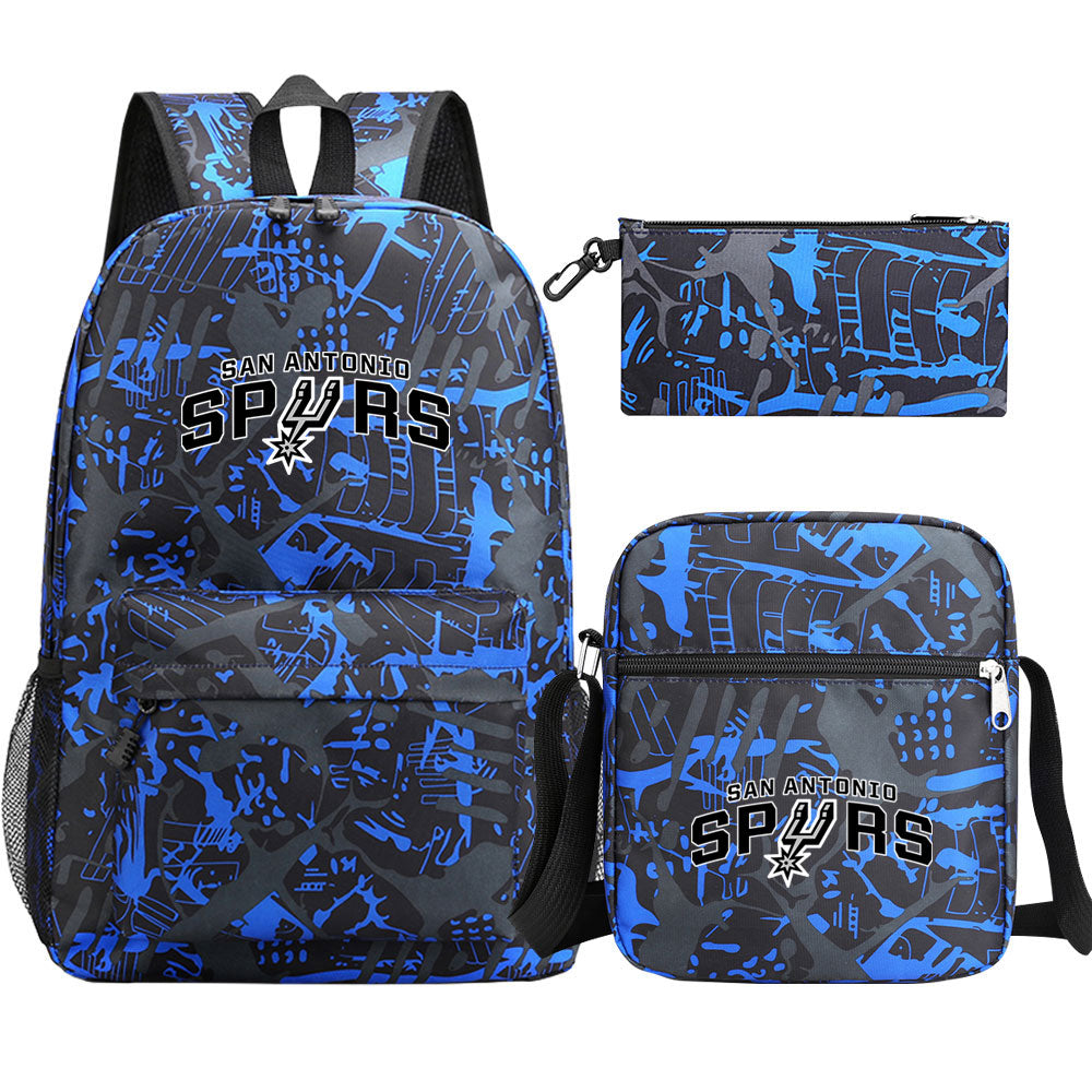 San Antonio Spurs Water  Basketball School Backpack Shoulder Bag Pencil Bags 3pcs Set