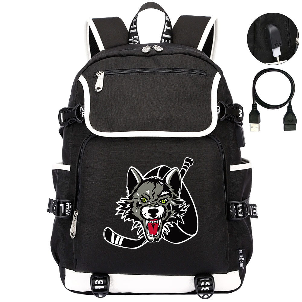 Chicago Wolves Hockey League Backpack School Notebook Travel Bag