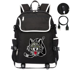 Chicago Wolves Hockey League Backpack School Notebook Travel Bag