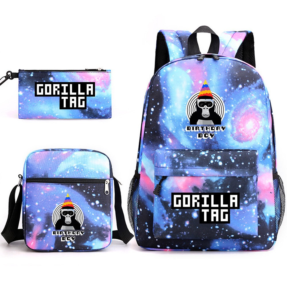 Gorilla Tag School Backpack Shoulder Bag Pencil Bags 3pcs Set