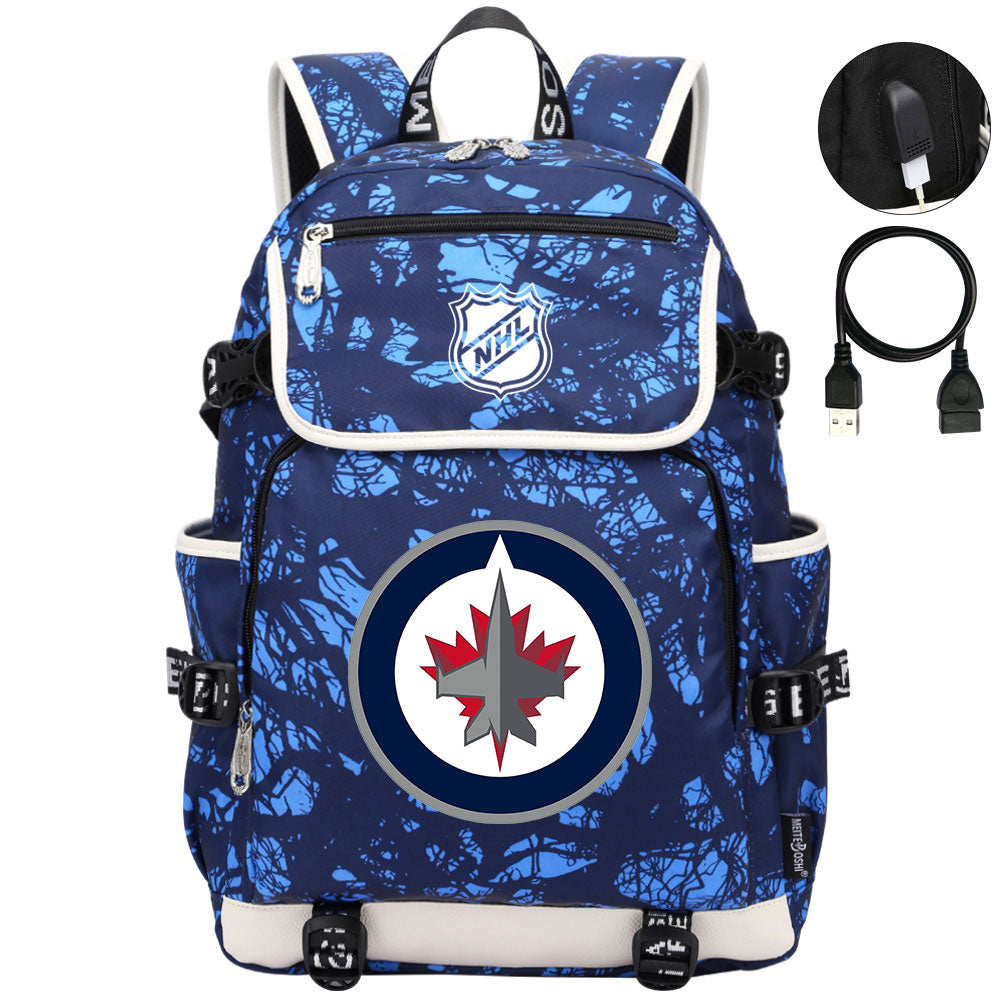 Winnipeg Jets Hockey League Backpack School Notebook Travel Bag