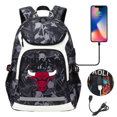 Chicago Bulls Backpack School Notebook Travel Bags With USB