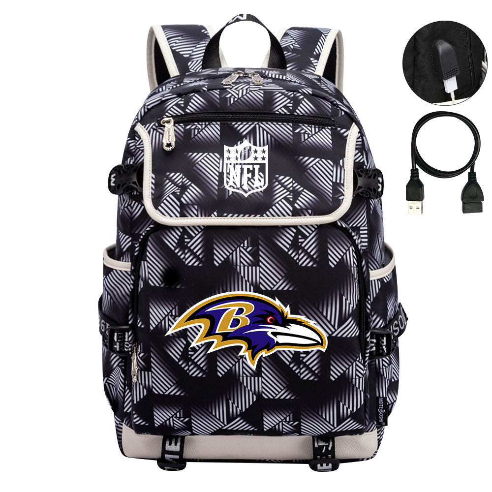 Baltimore Ravens Football Team Rugby Backpack School Notebook Travel Bag