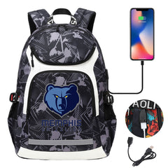 Memphis Grizzlies Backpack School Notebook Travel Bags With USB