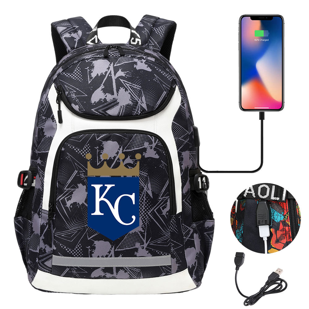 Kansas City Royals Backpack School Notebook Travel Bags With USB