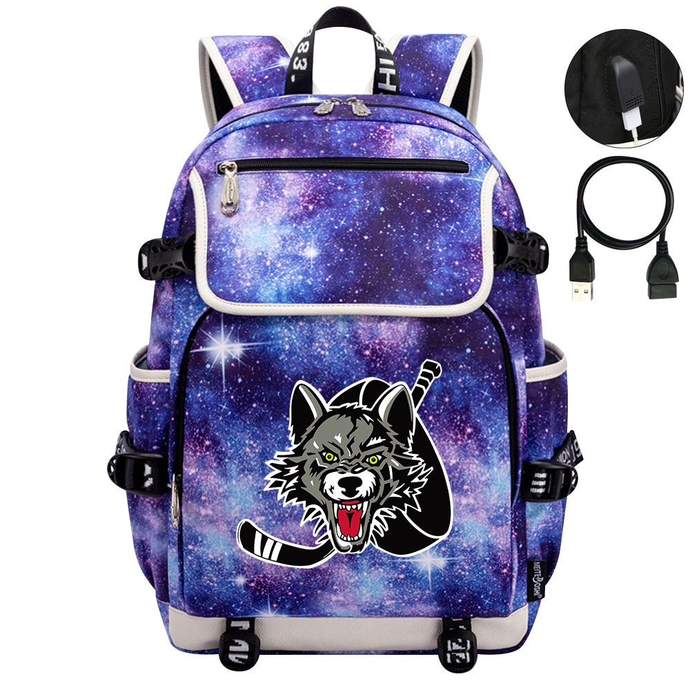Chicago Wolves Hockey League Backpack School Notebook Travel Bag