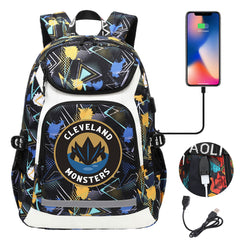 Cleveland Monsters Hockey Backpack School Notebook Travel Bags With USB
