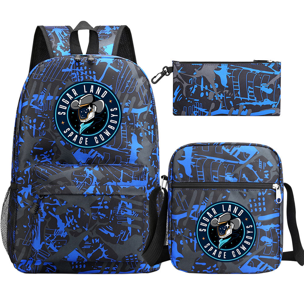 Sugar Land Space Cowboys Baseball School Backpack Shoulder Bag Pencil Bags 3pcs Set