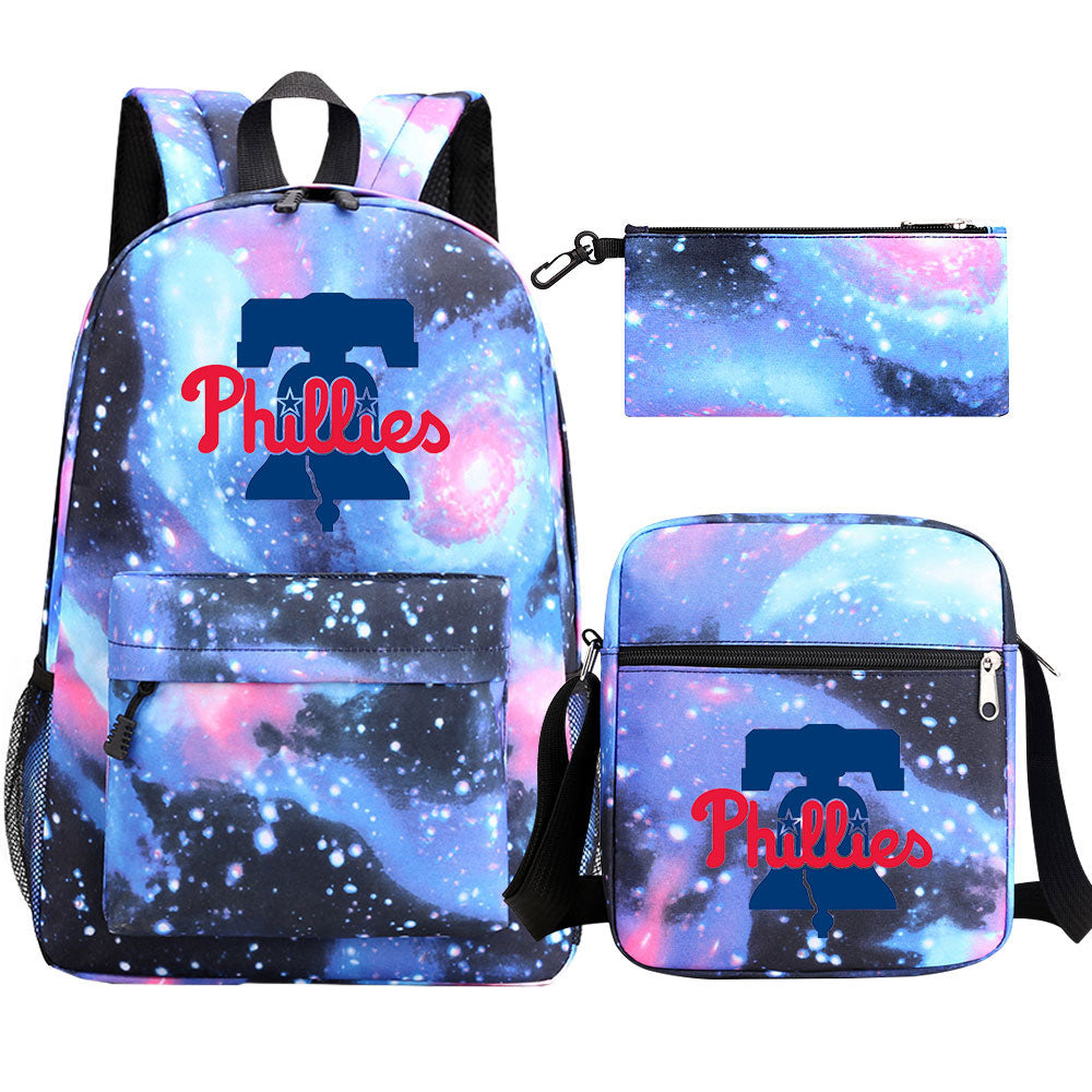 Philadelphia Phillies Baseball School Backpack Shoulder Bag Pencil Bags 3pcs Set