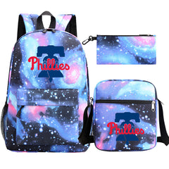 Philadelphia Phillies Baseball School Backpack Shoulder Bag Pencil Bags 3pcs Set