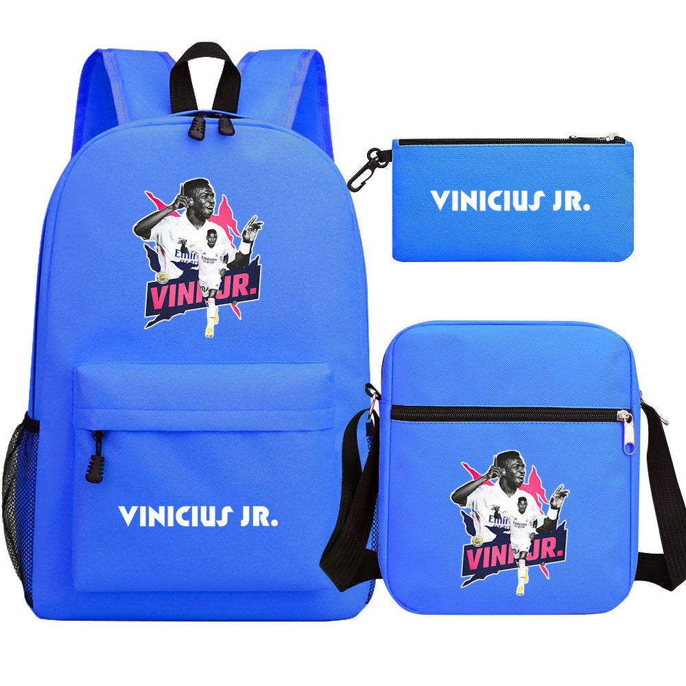 Vinicius Junior Football Player School Backpack Shoulder Bag Pencil Bags 3pcs Set