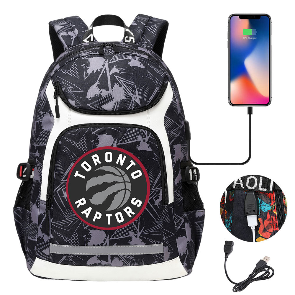 Toronto Raptors Backpack School Notebook Travel Bags With USB