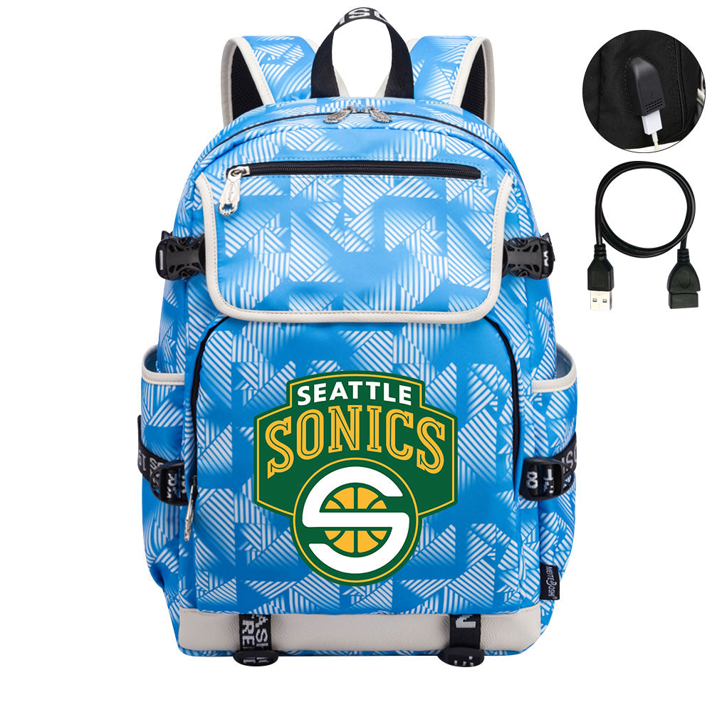 Seattle SuperSonics Backpack School Notebook Travel Bags