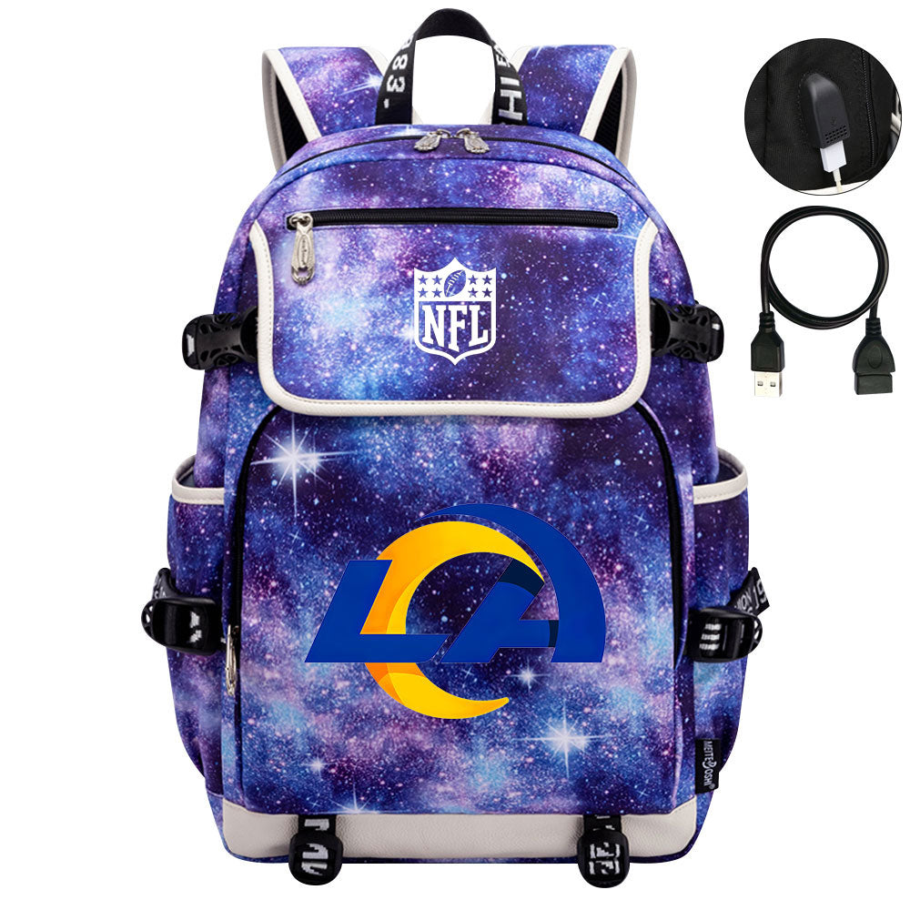 Los Angeles Rams Football Rugby Backpack School Notebook Travel Bags