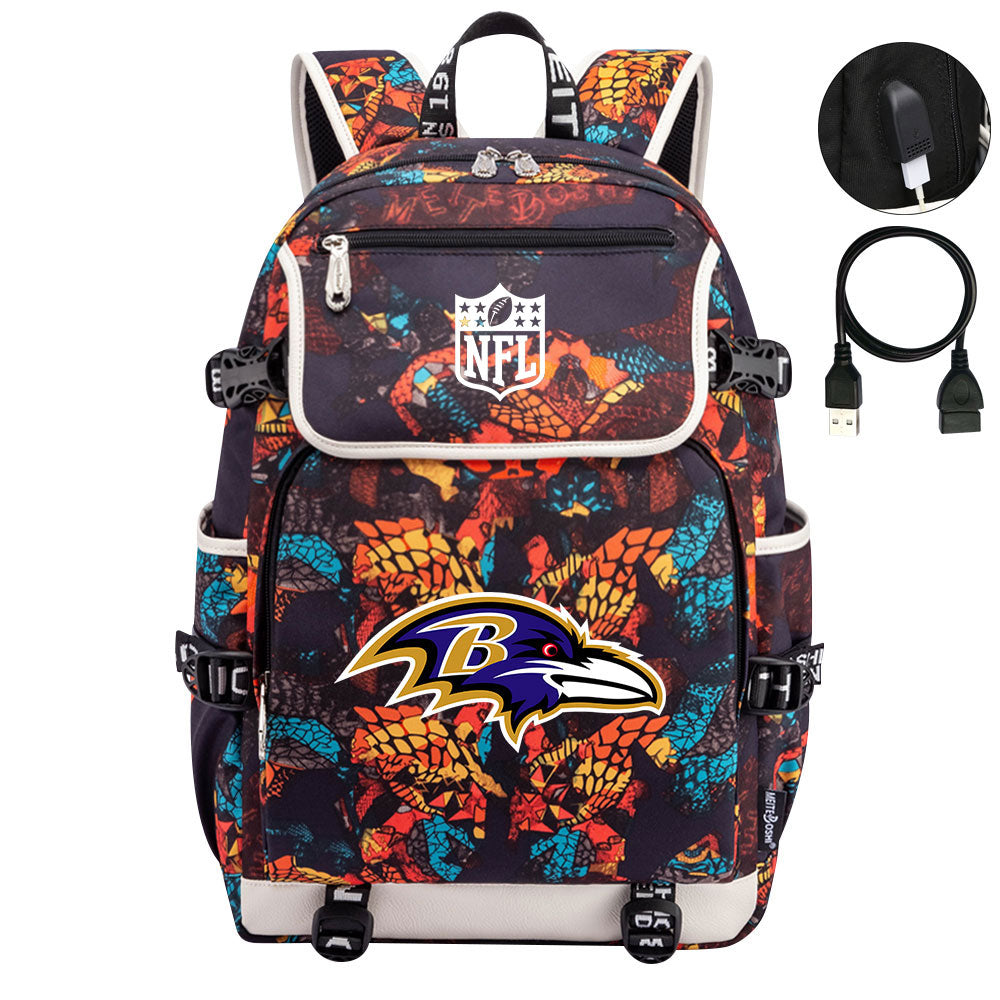 Baltimore Ravens Football Team Rugby Backpack School Notebook Travel Bag