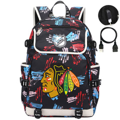 Chicago Blackhawks Hockey League Backpack School Notebook Travel Bag