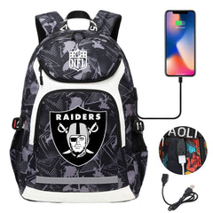 Oakland Raiders Football Rugby Backpack School Notebook Travel Bags With USB