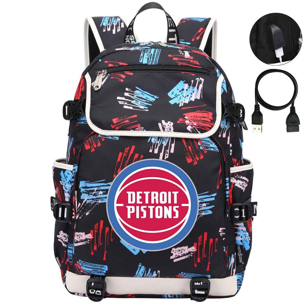 Detroit Pistons Backpack School Notebook Travel Bags