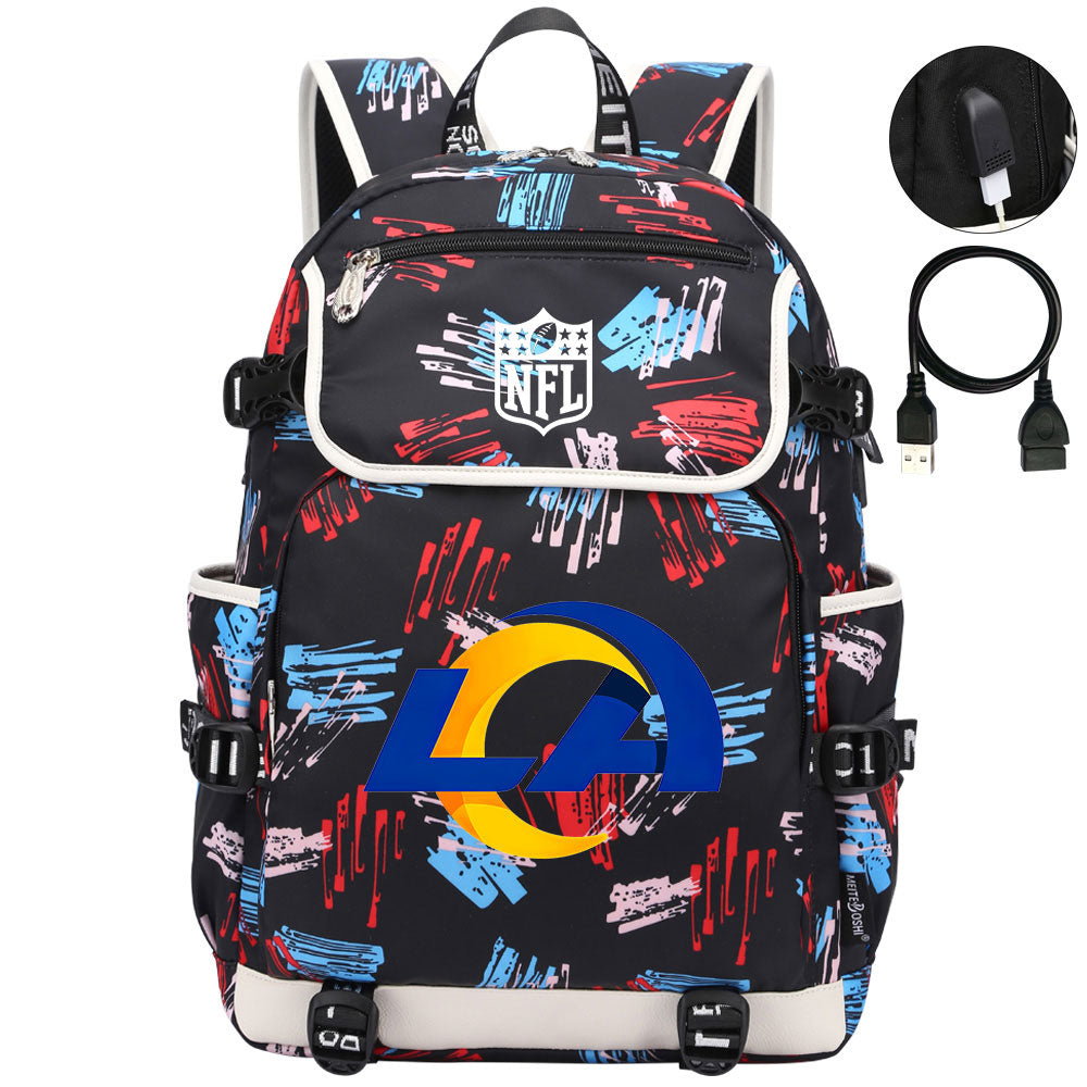 Los Angeles Rams Football Rugby Backpack School Notebook Travel Bags