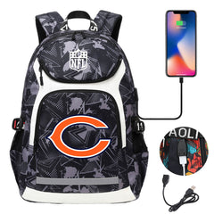Chicago Bears Football Rugby Backpack School Notebook Travel Bags With USB
