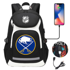 Buffalo Sabres Hockey League Backpack School Notebook Travel Bags With USB