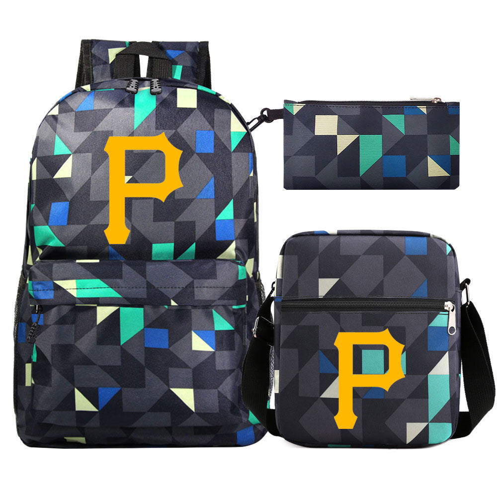 Pittsburgh Pirates Baseball School Backpack Shoulder Bag Pencil Bags 3pcs Set