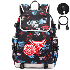 Detroit Red Wings Hockey League Backpack School Notebook Travel Bags