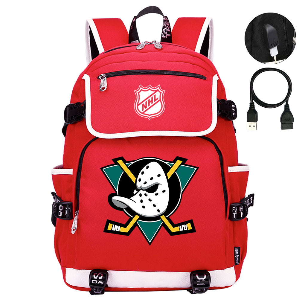Anaheim Ducks Hockey Team Backpack School Notebook Travel Bags